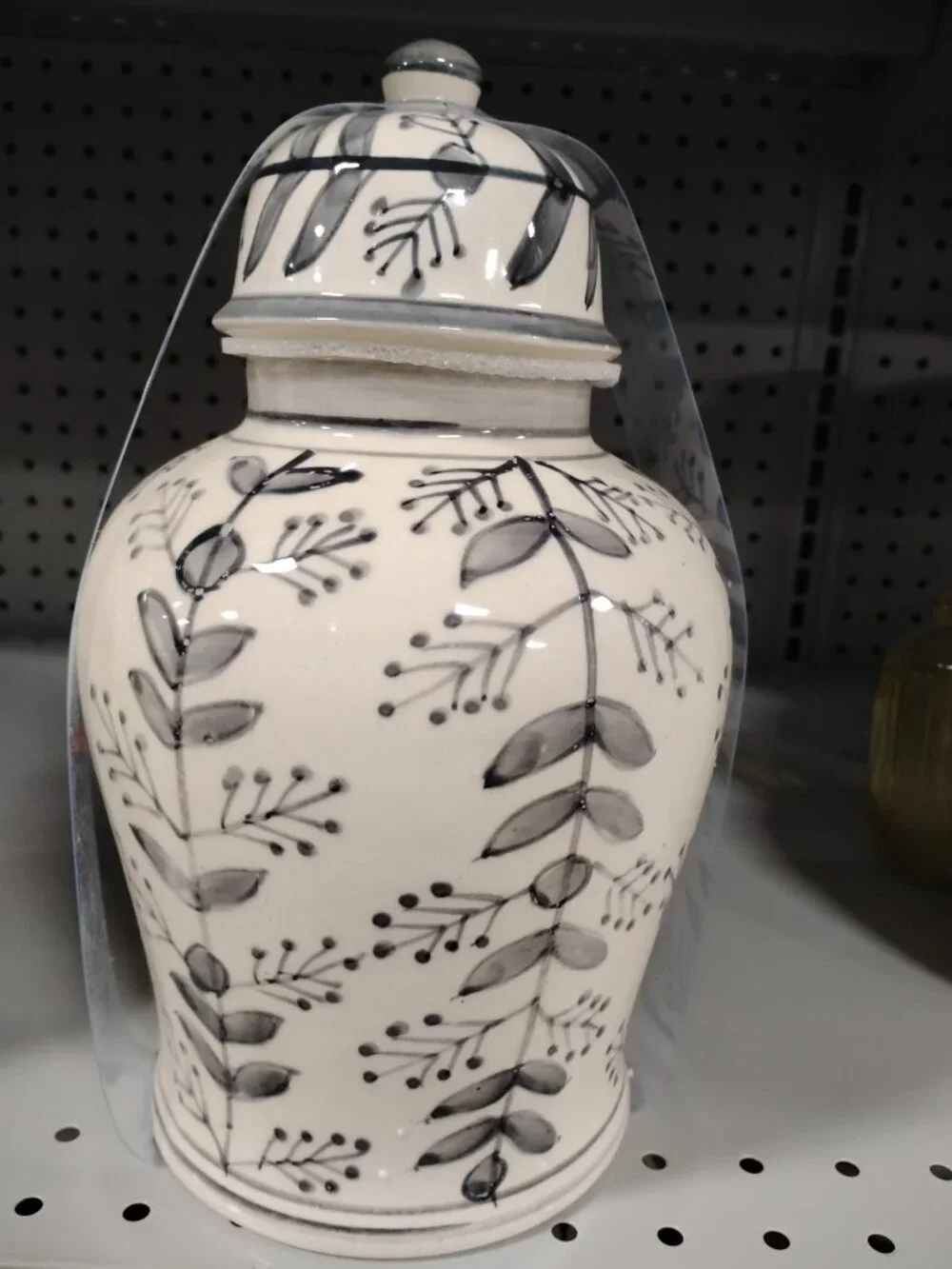 New Gray And White Ceramic Vase Jar With Lid